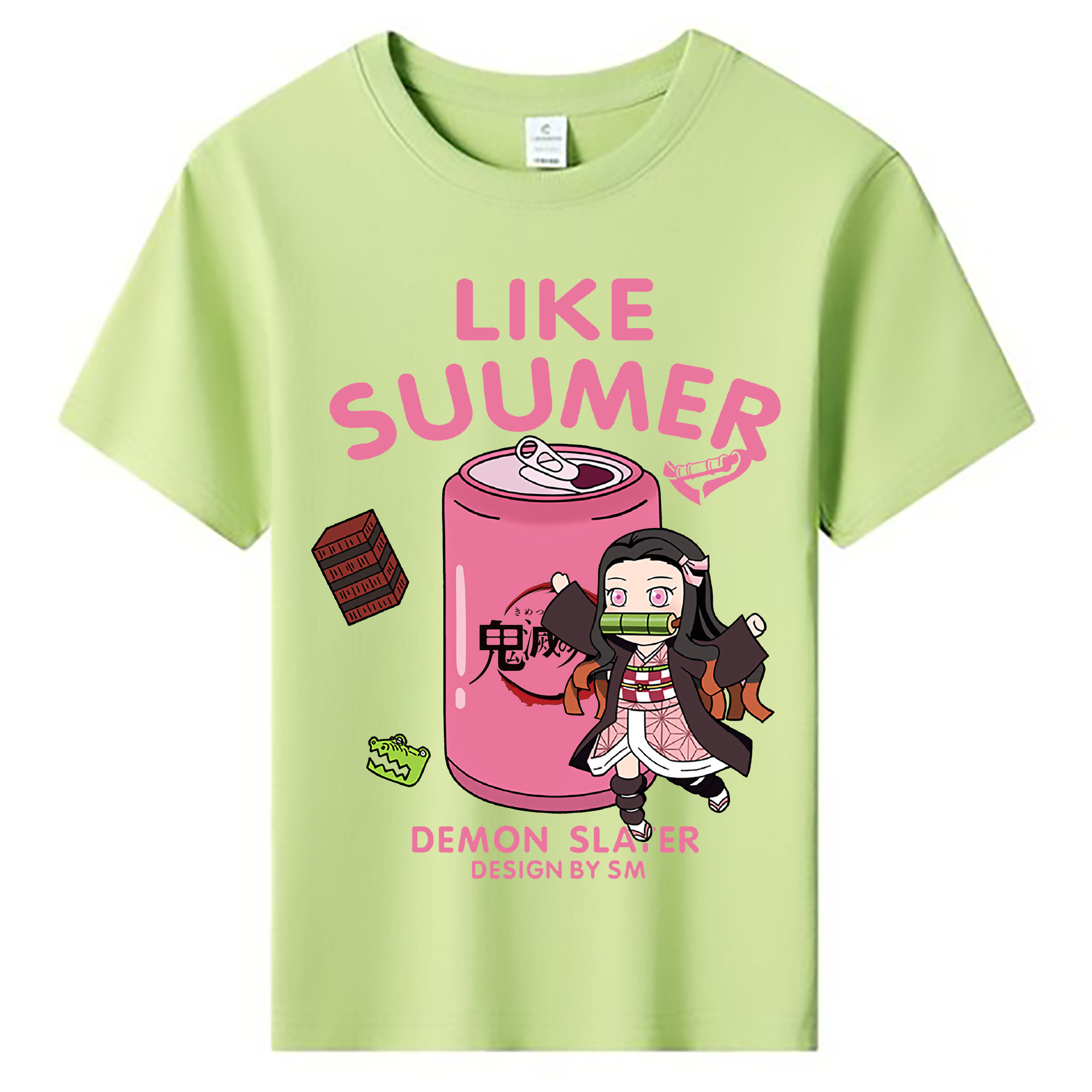 （画像用） 鬼滅の刃（きめつのやいば）竈門 禰󠄀豆子／かまど ねずこ Kamado Nezuko 綿100％キッズTシャツ（フロントプリント）